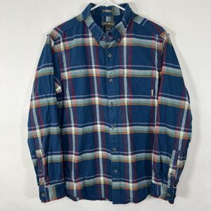 Eddie Bauer Classic Fit Button Down Flannel Shirt Men Medium Blue Colorful Plaid